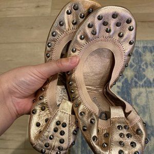 Yosi Samra Rose Gold Studded Flats Size 7
